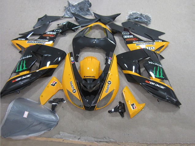 Best 2006-2007 Black Yellow Touch4 Monster Kawasaki ZX10R Motorcycle Fairing Canada Best 2006-2007 Black Yellow Touch4 Monster Kawasaki ZX10R Motorcycle Fairing Canada