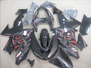 Best 2006-2007 Black Red White Flame Ninja Kawasaki ZX10R Bike Fairings Canada