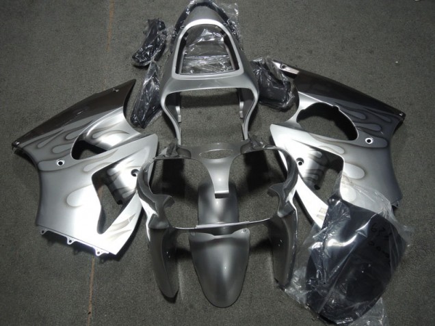 Best 2000-2002 Silver Flame Kawasaki ZX6R Motorcycle Fairing Kit Canada Best 2000-2002 Silver Flame Kawasaki ZX6R Motorcycle Fairing Kit Canada