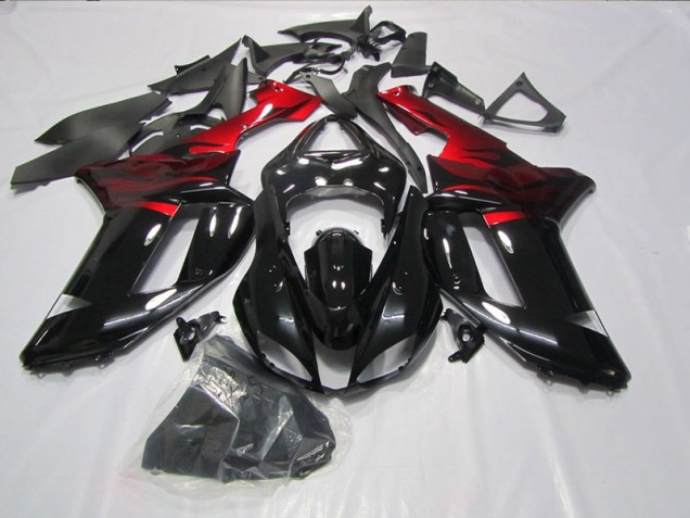 Best 2007-2008 Black Red Kawasaki ZX6R Motorcycle Fairings Kit Canada Best 2007-2008 Black Red Kawasaki ZX6R Motorcycle Fairings Kit Canada