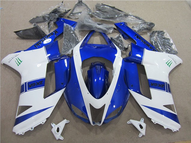 Best 2007-2008 Blue White Monster Kawasaki ZX6R Bike Fairing Canada Best 2007-2008 Blue White Monster Kawasaki ZX6R Bike Fairing Canada