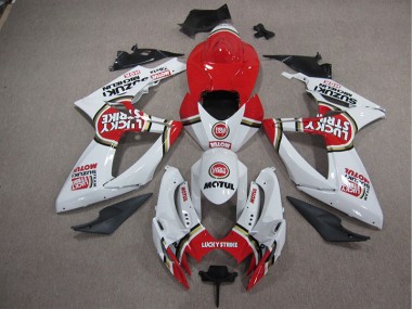 Best 2005-2006 White Lucky Strike Red Motul Suzuki GSXR1000 Motorcycle Fairing Canada