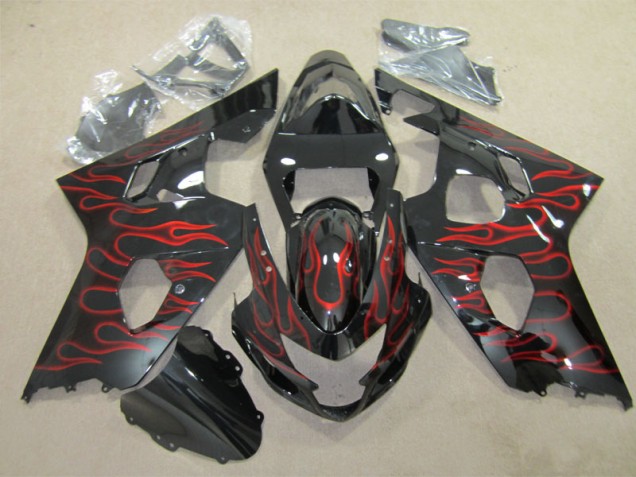 Best 2004-2005 Black Red Flame Suzuki GSXR600 Replacement Fairings Canada Best 2004-2005 Black Red Flame Suzuki GSXR600 Replacement Fairings Canada
