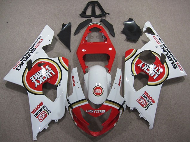 Best 2004-2005 Red White Lucky Strike Motul Suzuki GSXR600 Motorcycle Replacement Fairings Canada Best 2004-2005 Red White Lucky Strike Motul Suzuki GSXR600 Motorcycle Replacement Fairings Canada