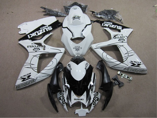 Best 2006-2007 White Black Corona Extra Suzuki GSXR600 Motorcylce Fairings Canada Best 2006-2007 White Black Corona Extra Suzuki GSXR600 Motorcylce Fairings Canada