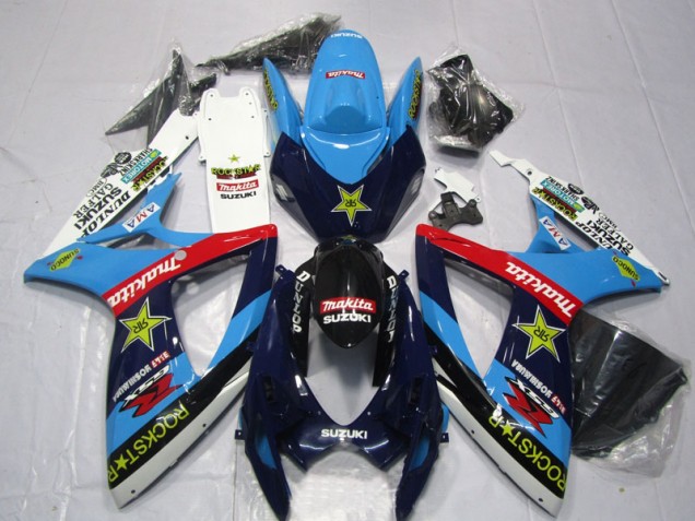 Best 2006-2007 Blue White Rockstar Makita Suzuki GSXR600 Motor Bike Fairings Canada Best 2006-2007 Blue White Rockstar Makita Suzuki GSXR600 Motor Bike Fairings Canada