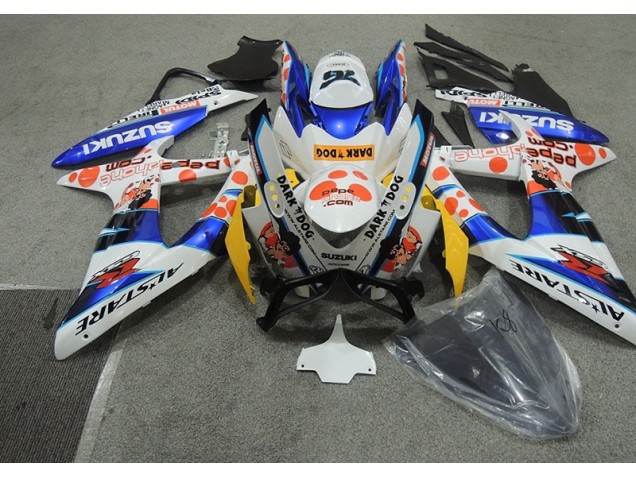 Best 2008-2010 White Blue Dark Dog Suzuki GSXR600 Bike Fairings Canada Best 2008-2010 White Blue Dark Dog Suzuki GSXR600 Bike Fairings Canada