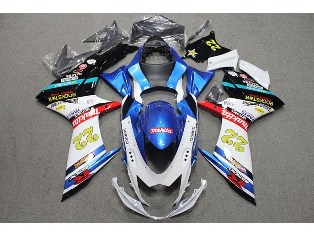 Best 2011-2021 Blue White Red Rockstar 22 Suzuki GSXR600 Bike Fairing Kit Canada
