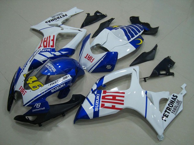 Best 2006-2007 White Blue Fiat 46 Suzuki GSXR750 Motor Bike Fairings Canada Best 2006-2007 White Blue Fiat 46 Suzuki GSXR750 Motor Bike Fairings Canada