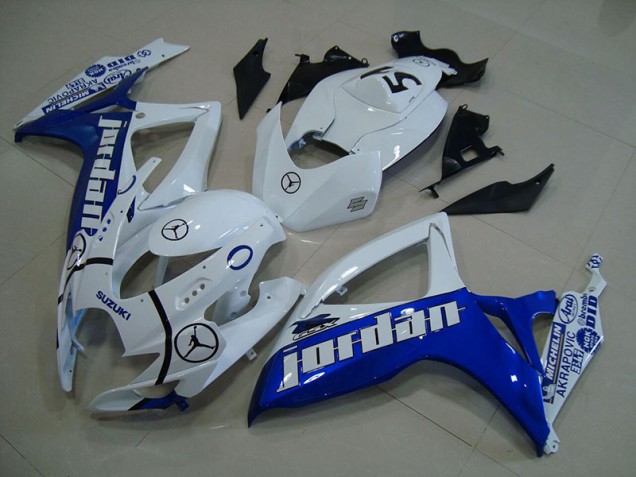 Best 2006-2007 Blue White Jordan Suzuki GSXR750 Motorcycle Fairings Kits Canada Best 2006-2007 Blue White Jordan Suzuki GSXR750 Motorcycle Fairings Kits Canada