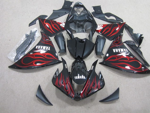 Best 2012-2014 Black Red Flame Yamaha YZF R1 Motor Fairings Canada