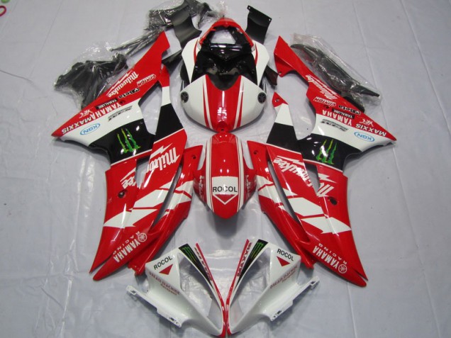 Best 2008-2016 Red White Rocol Yamaha YZF R6 Motorcycle Fairings Kits Canada Best 2008-2016 Red White Rocol Yamaha YZF R6 Motorcycle Fairings Kits Canada